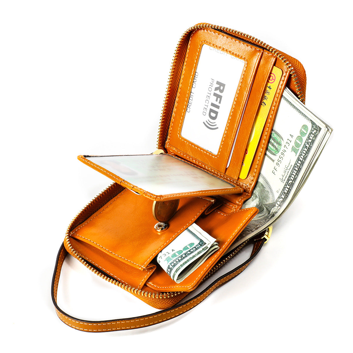 Women's & Men's & Genuine Leather High-grade Short Zip Ladies Wallets