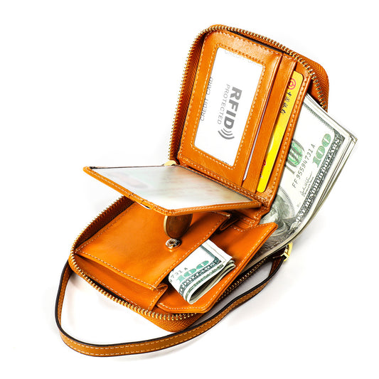 Women's & Men's & Genuine Leather High-grade Short Zip Ladies Wallets
