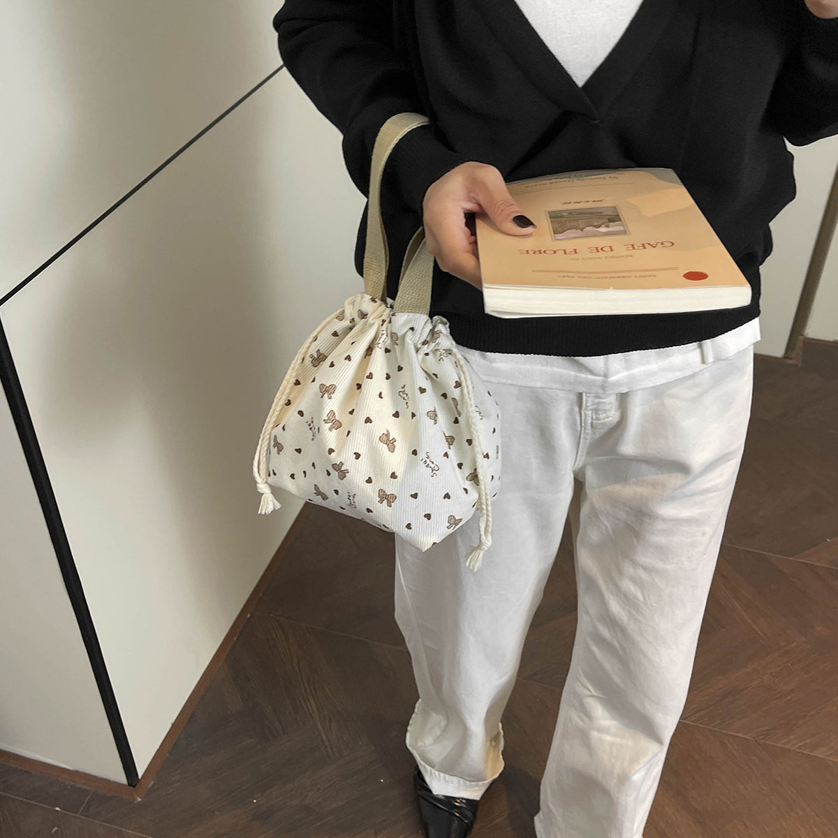 Corduroy Lovely Korean Style Portable Fashion Commuter Women's Shoulder Bag