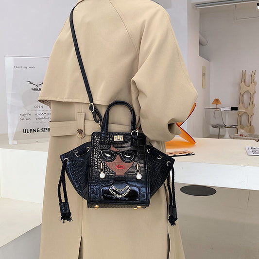 Women's Stone Pattern Cartoon Young Pearl Rivets Bags