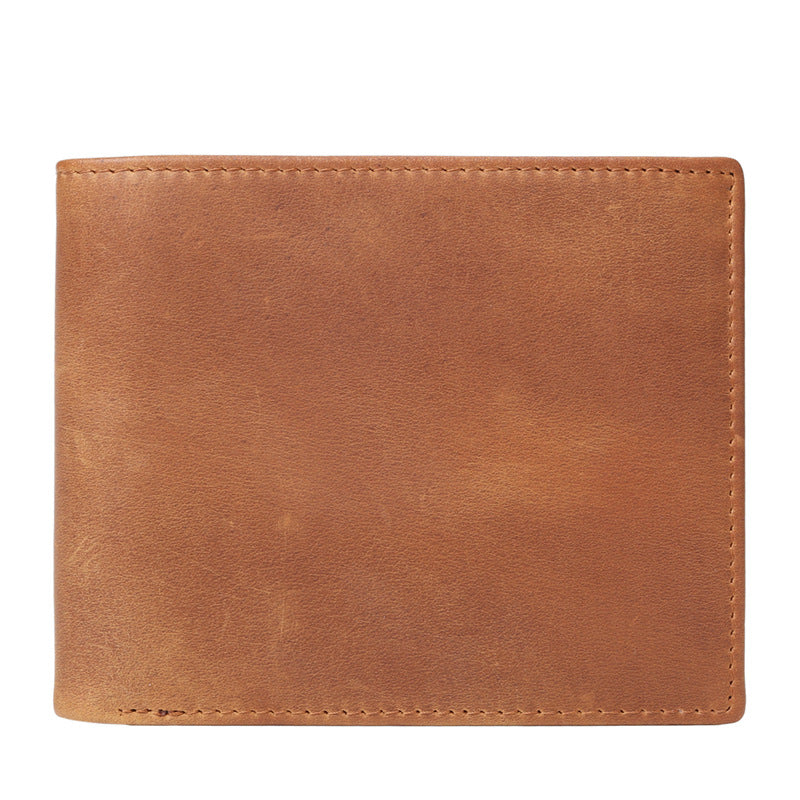 Men's Brown Crazy Horse Leather Multiple Slots Loose-leaf Men's Wallets