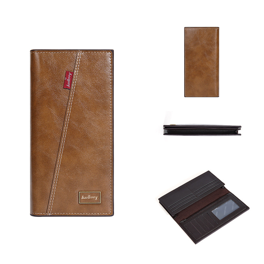 Men's Long Retro Multiple Slots Open Thin Men's Wallet