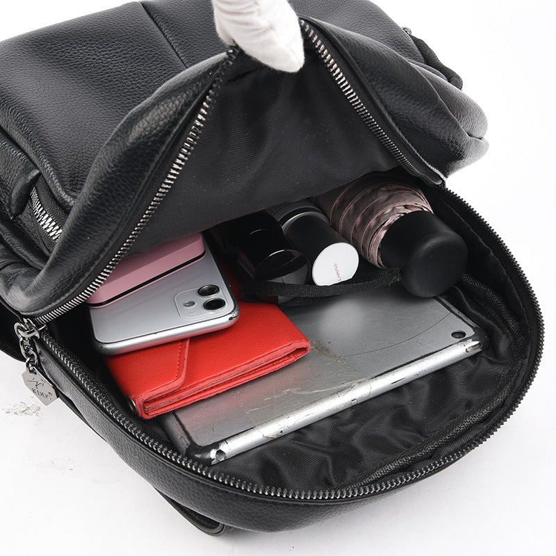 Women's Durable Korean Fashion Soft Leather Backpacks