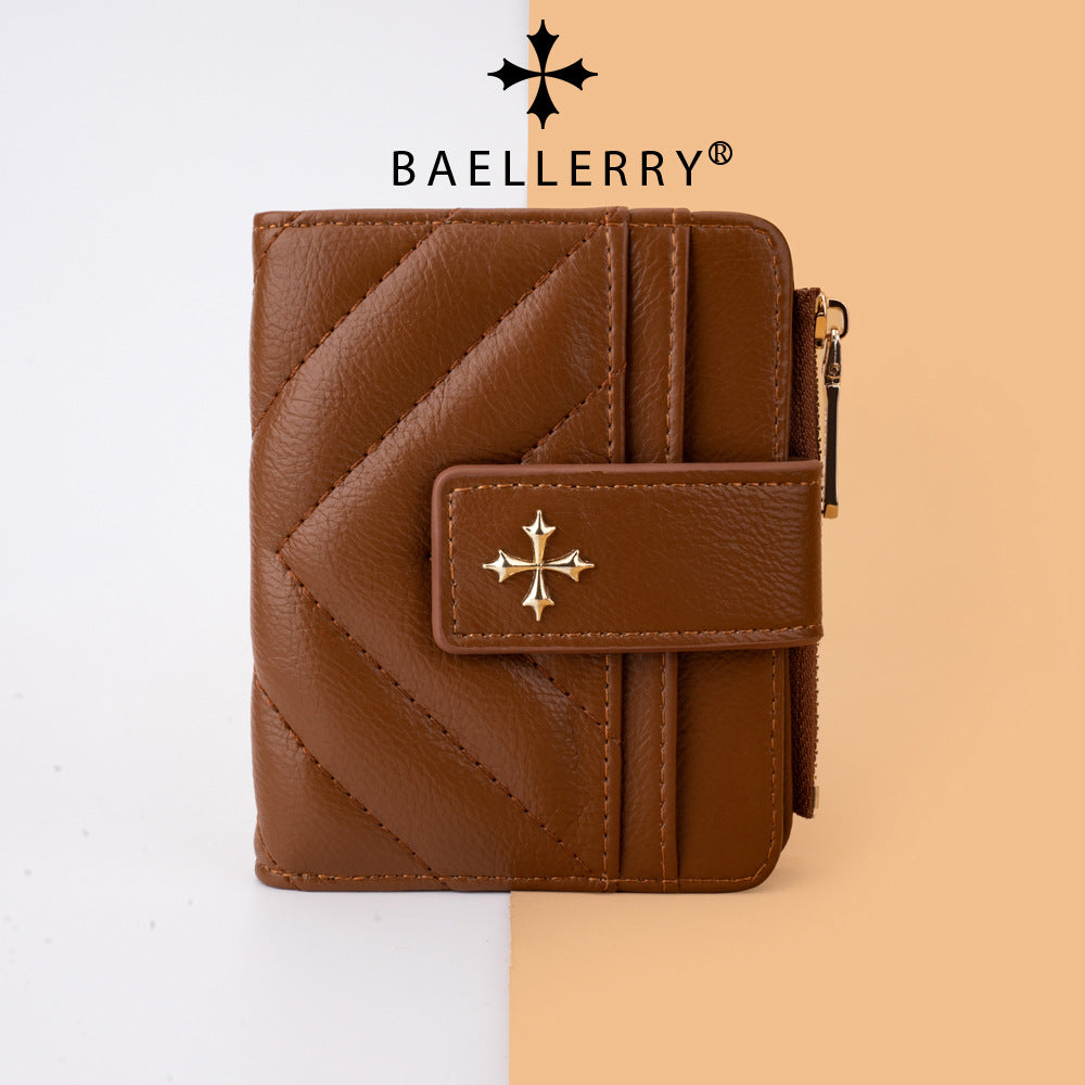 Women's Short Simple Minority Cruciate Flower Hasp Ladies Wallet
