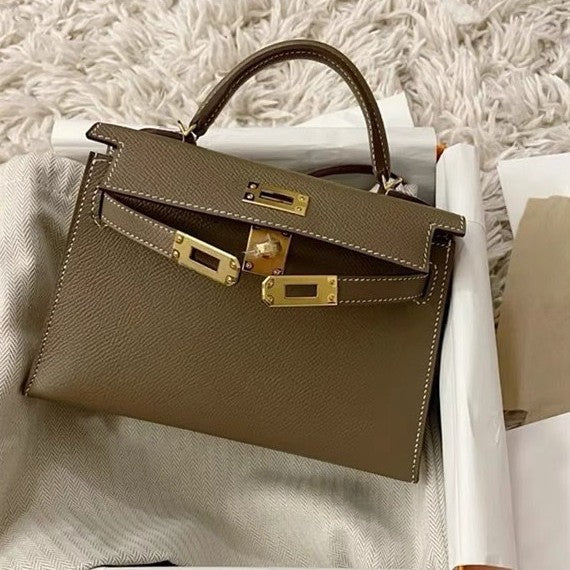 Palm Print Cowhide Second Generation Kelly Trendy Bags