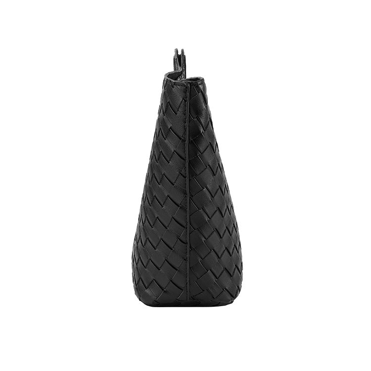 Women's Genuine Leather Fashion Classic Woven Portable Vegetable Basket Mother Rhombus Handle