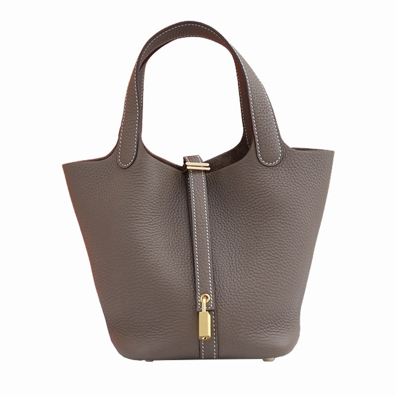 Women's Genuine Leather Vegetable Basket Bride Litchi Grain Bags