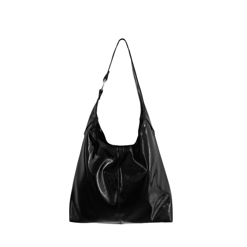 Women's Fashion Oil Wax Leather Large Capacity Soft Korean Style Tote Bags