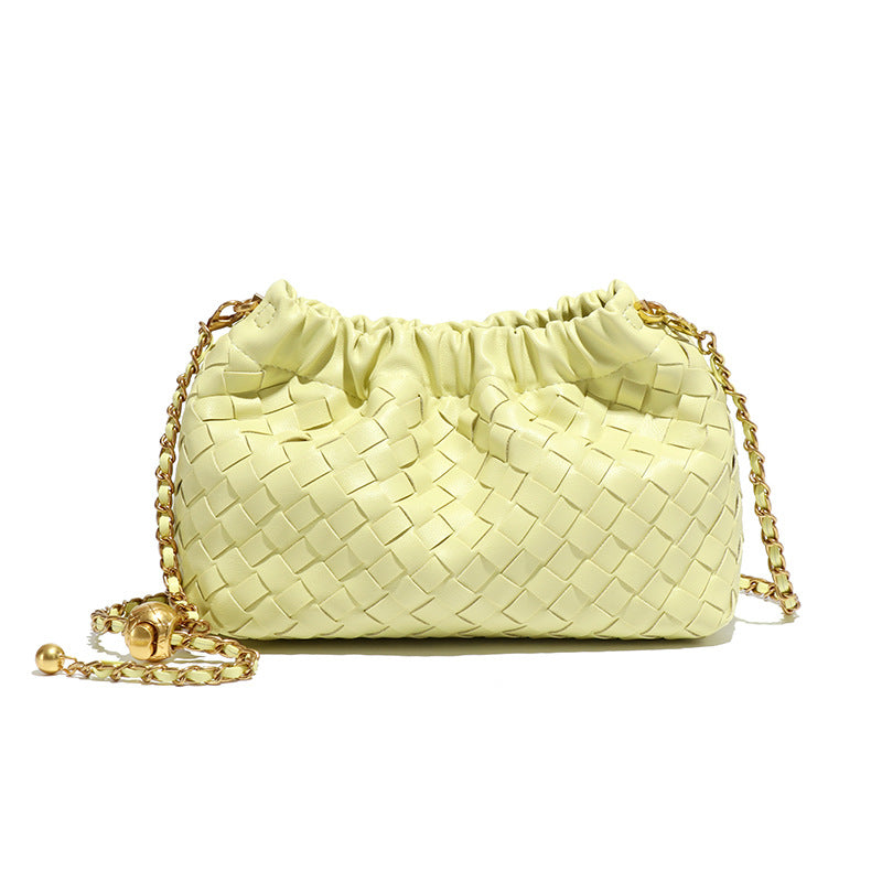 Women's Pleated Cloud Fashion Golden Ball Hand-woven Bags