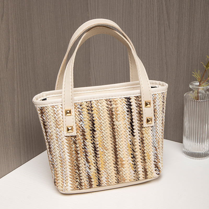 Women's Hand Fashion Woven Simple Vegetable Basket Bucket Bags