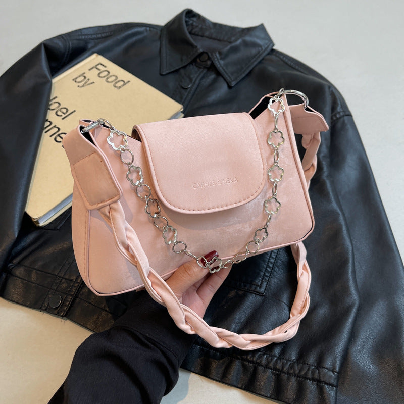 Women's Solid Color Fashion Texture Simple Western Style Korean Flower Small Square Bags