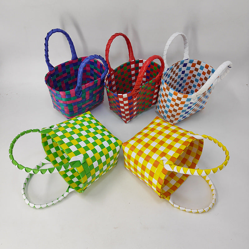 Basket Niche Color Plaid Hand Gift Small Square Bags