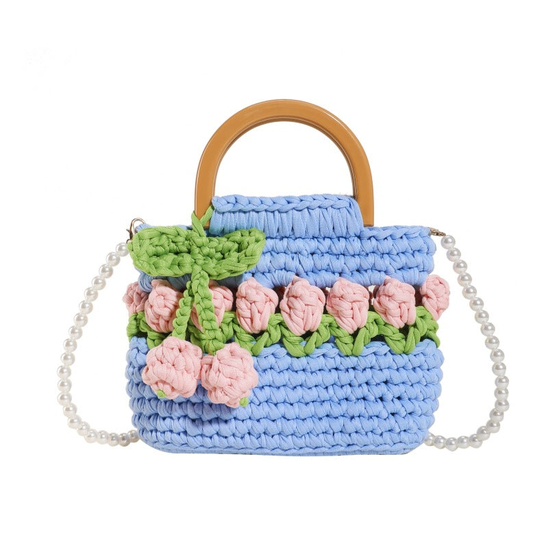 Tulip Hand-woven Homemade Strip Thread Material Finished For Women's Handbag