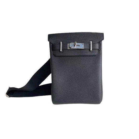 Kelly Layer Cowhide Leather Lychee Pattern Waist Packs