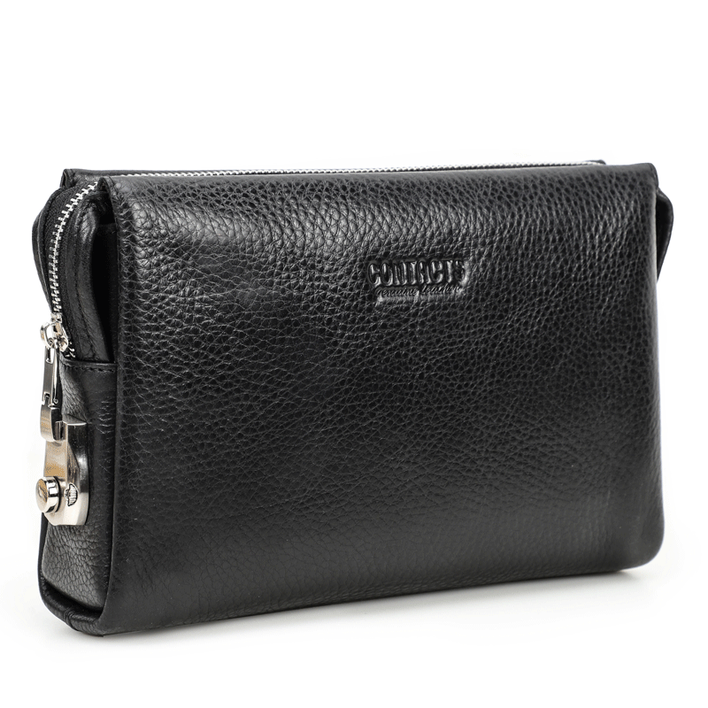 Men's Black Angel First Layer Cattlehide Leather Men's Handbags