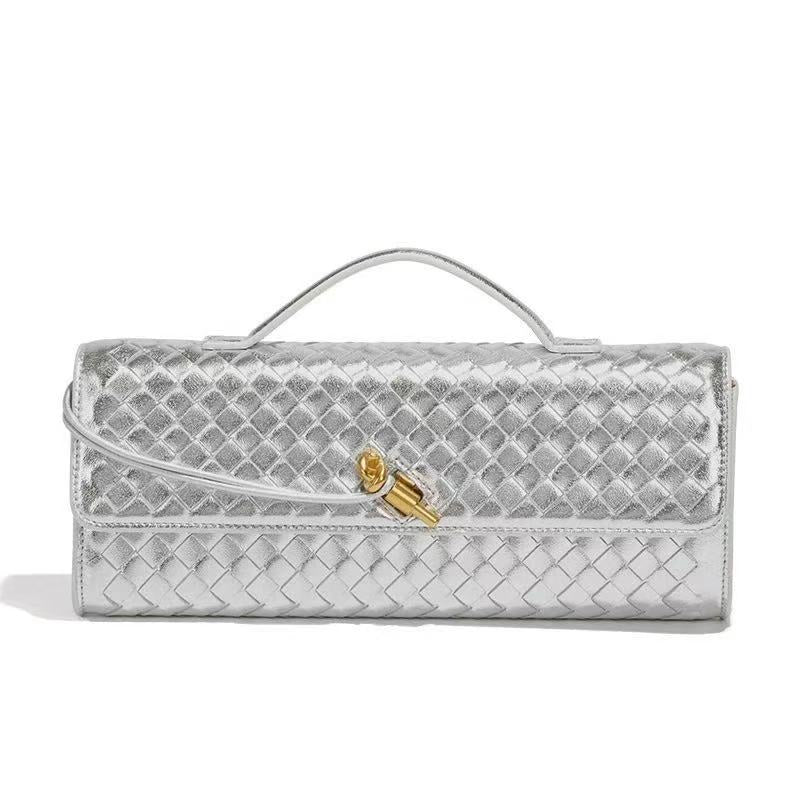 Women's Woven Baguette Fashion Horizontal Clutch Organ Women's Shoulder Bag