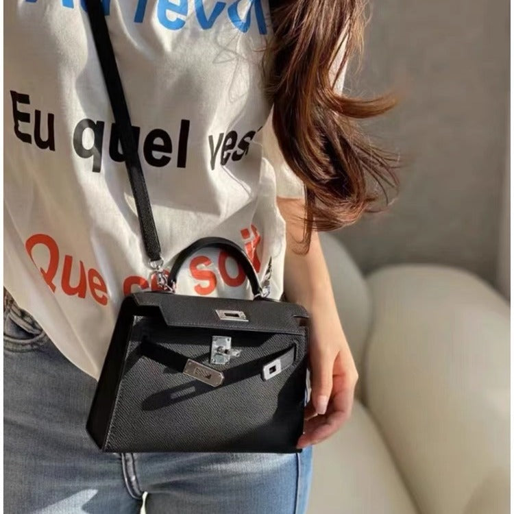 Palm Print Cowhide Second Generation Kelly Trendy Bags
