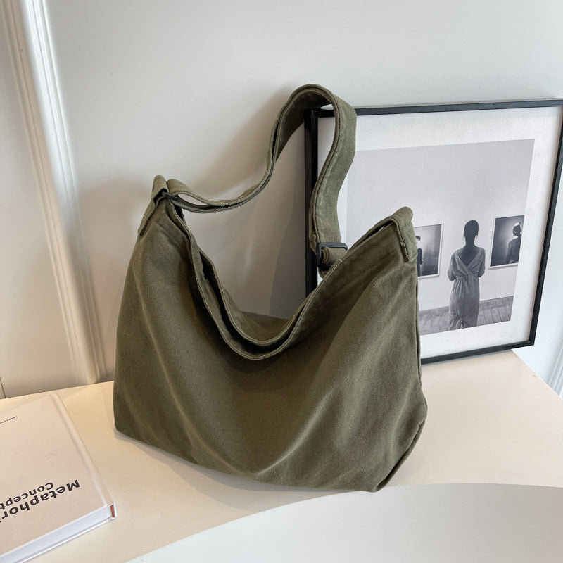 Women's Washed Canvas Retro Solid Color Simple Backpacks
