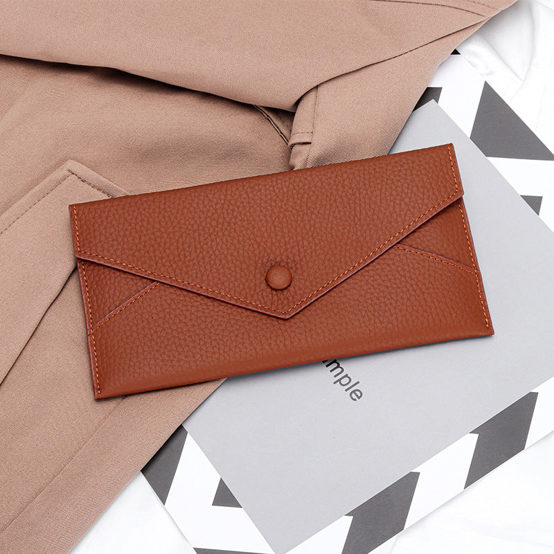 Women's Long Genuine Leather Soft Banknote Clip Ladies Wallet