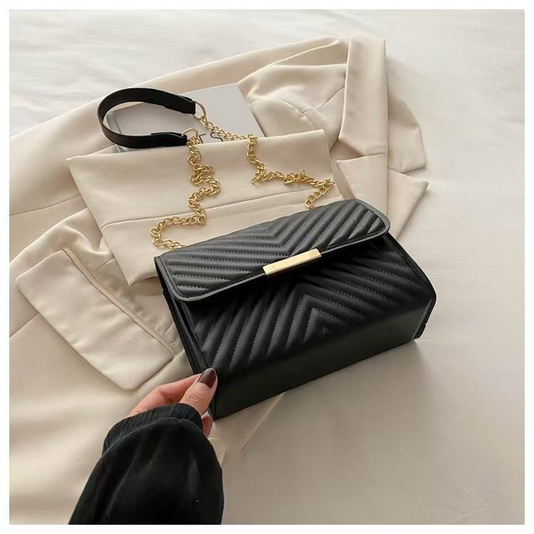 Indentation Diamond Quilted Fashion Simple Autumn Retro Textured Women's Shoulder Bag