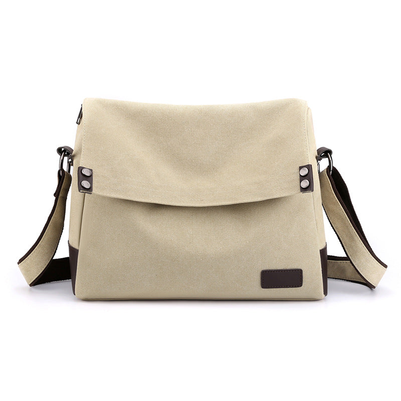 Men's Large Capacity Simple Retro Canvas Horizontal Men's Shoulder Bags