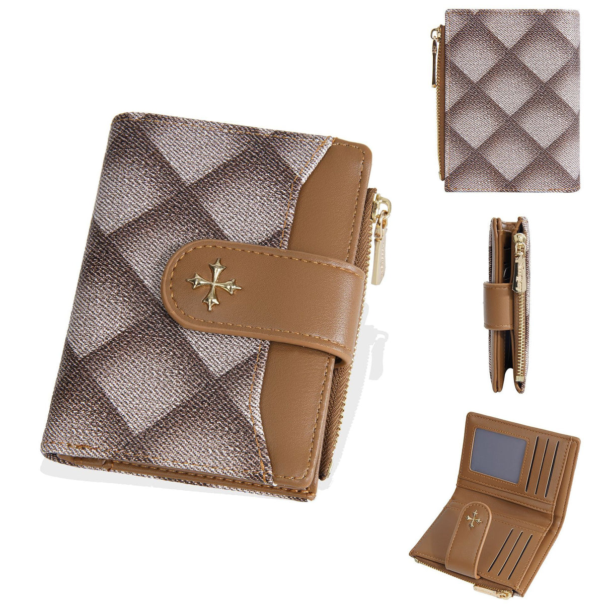 Women's Short Classic Style Two Fold Fashion Rhombus Ladies Wallet
