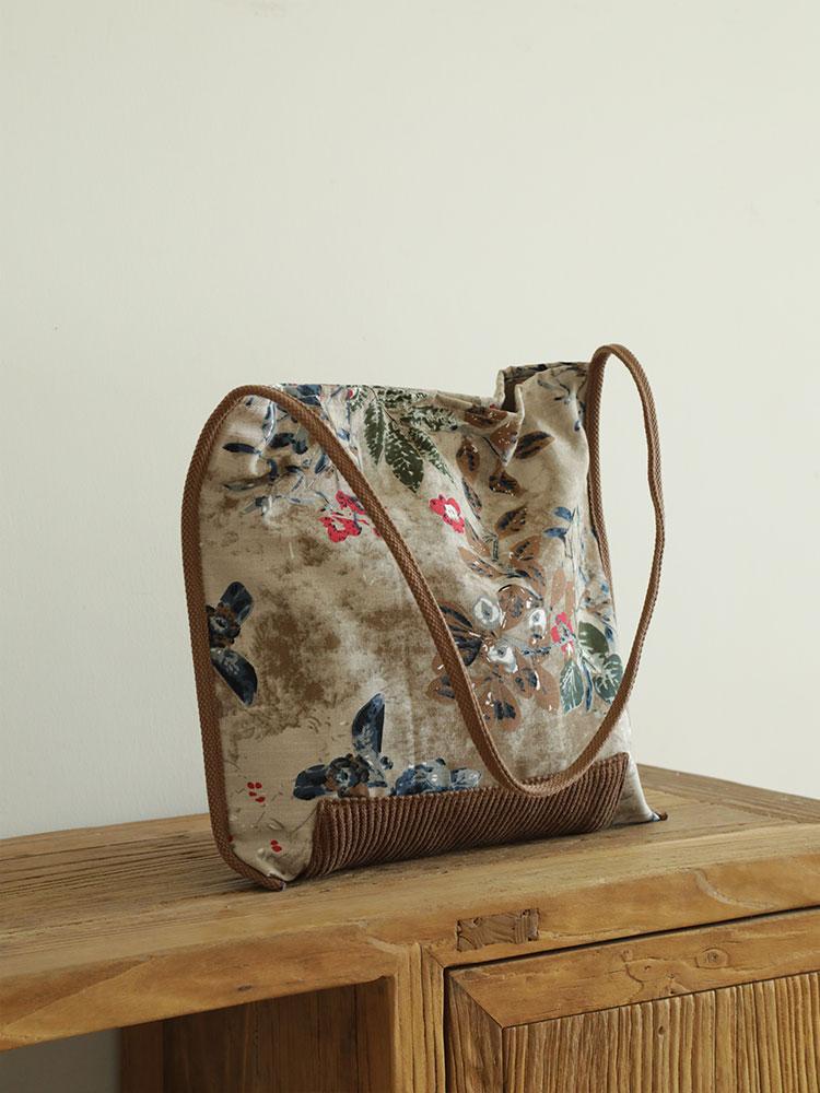Women's Cool Linen Retro Floral Lightweight Shoulder Bags