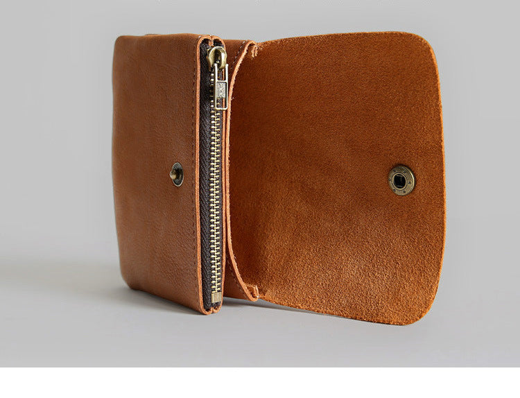 Women's & Men's Handmade Retro First Layer Cowhide Short Leather And Ladies Wallets