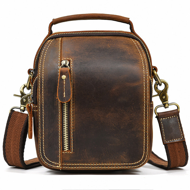 Men's Crazy Horse Leather Genuine Retro Top Men's Shoulder Bags