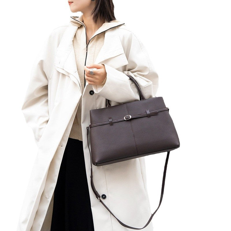 Women's Cow Leather Single Large Capacity Kelly Commuter Handbags