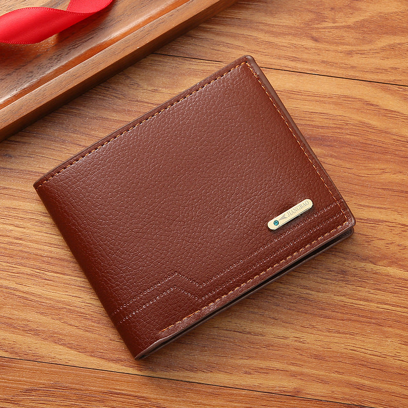 Men's Fashion Lychee Pattern Soft Leather Multiple Slots Men's Wallets