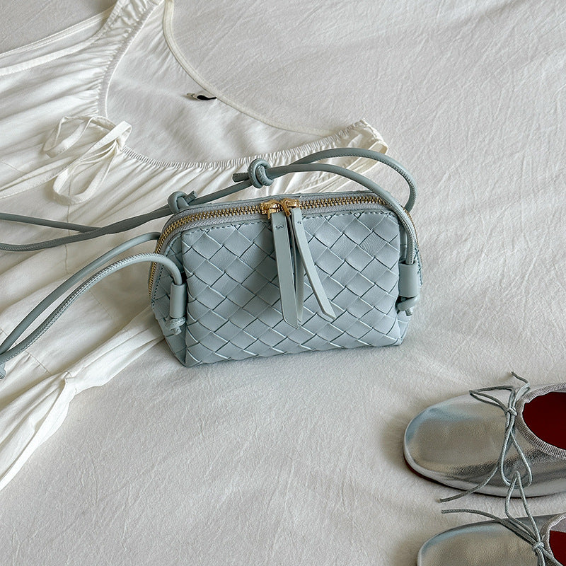 Women's Macaron Color Series Soft Woven Niche Shoulder Bags