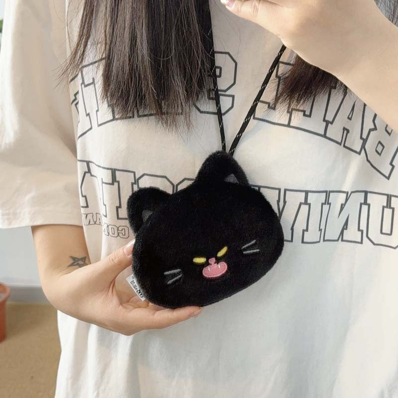 Cartoon Cat Expression Earphone Gifts For Women's Messenger Bag