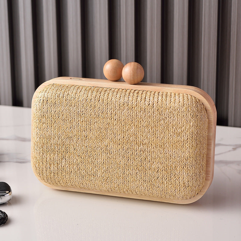 Frame Dinner Woven Fabric Clutch Daily Evening Bags