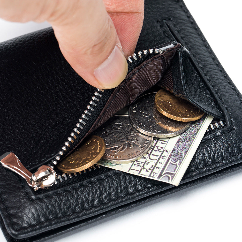 Genuine Leather Short First Layer Cowhide Simple Female Ladies Wallets