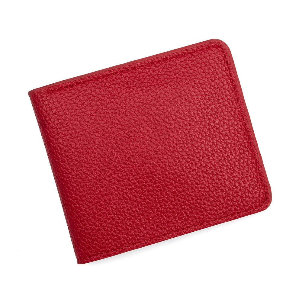 Women's Simple Short Two-fold Practical Soft Solid Color Portable Card Holder