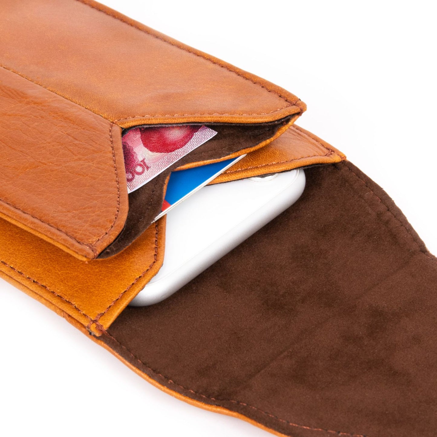 Men's Thin Leather Mobile Hanging First Layer Phone Bags