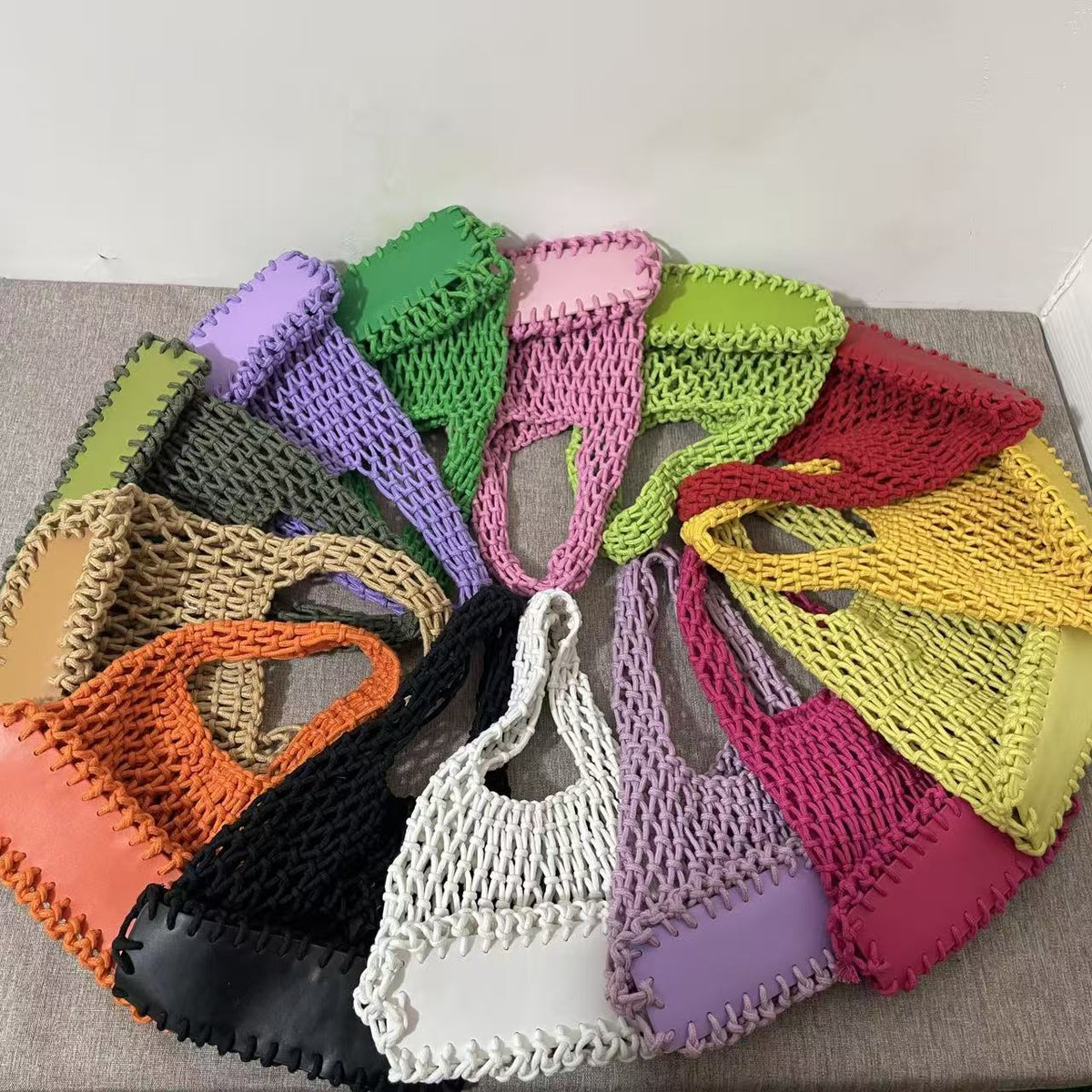 Color Straw Mini Korean Wrist Woven Classic Style Women's Handbag