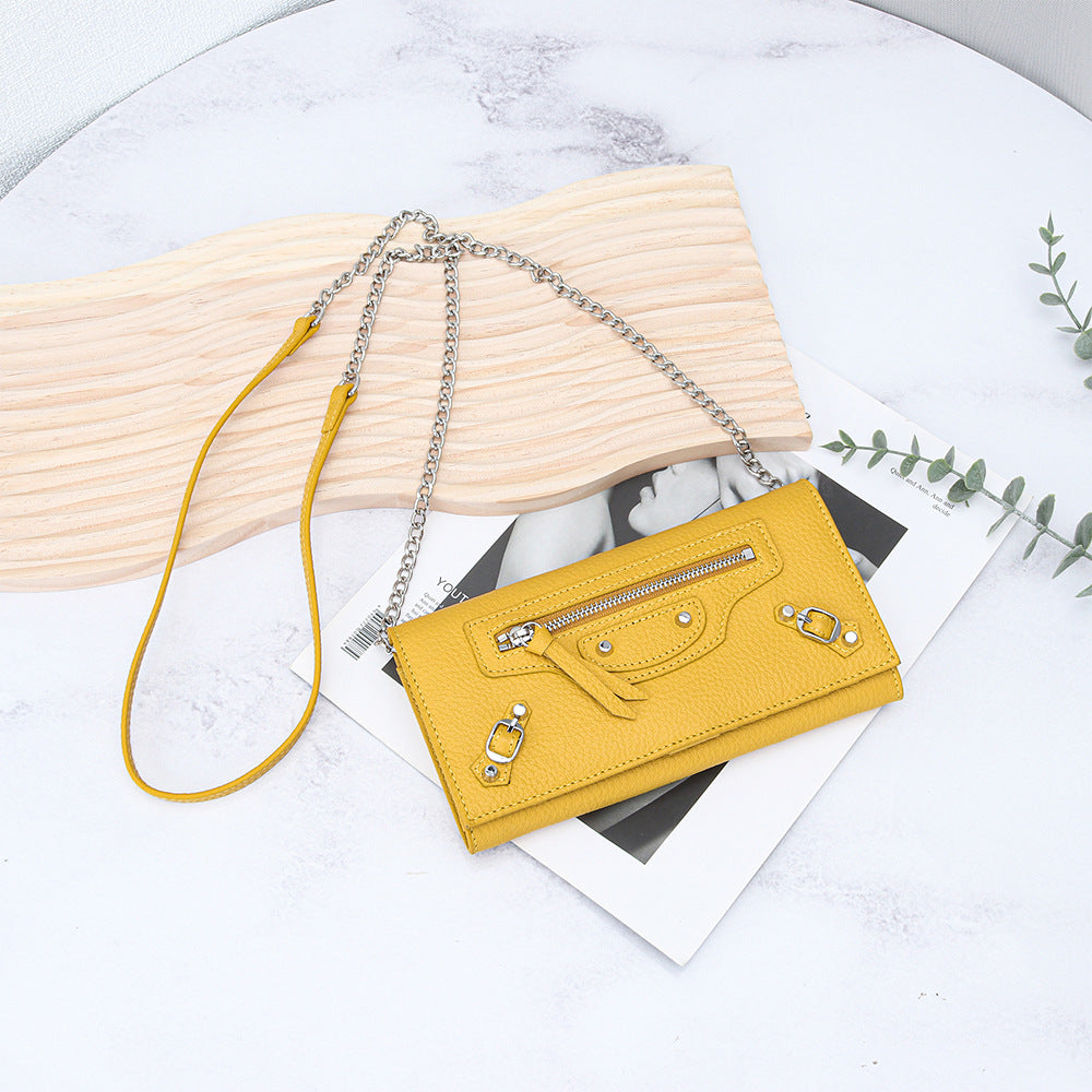 Women's Leather Motorcycle Rivet Chain Light Luxury Fashion Clutch Women's Messenger Bag