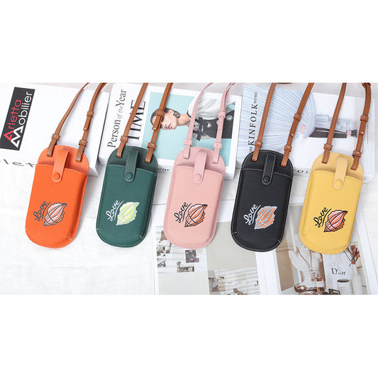 Women's First Layer Cowhide Mini Vertical Mobile Phone Bags