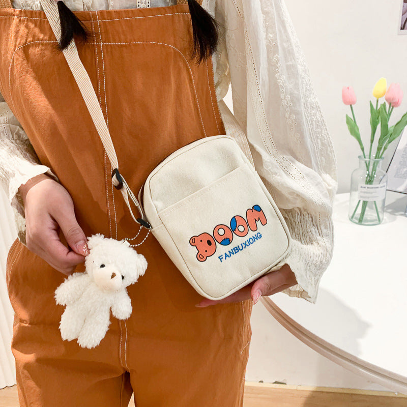 Women's Cute Canvas Fashion Brown Bear Printed Bags
