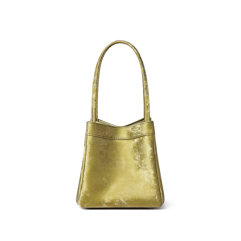 Women's Chinese Style Tip Leather Satin Large Shoulder Bags