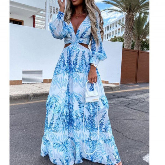 Women's Wear Spring Long Printed Sleeve Elegant Dresses