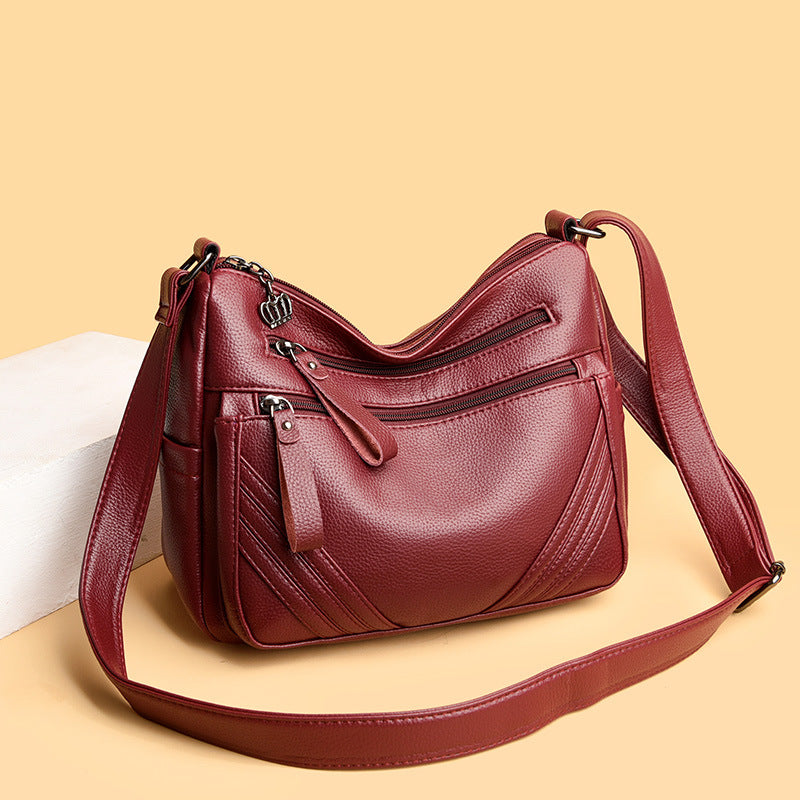 Women's Fashion Mother-in-law Mother Soft Leather Pouch Crossbody Bags