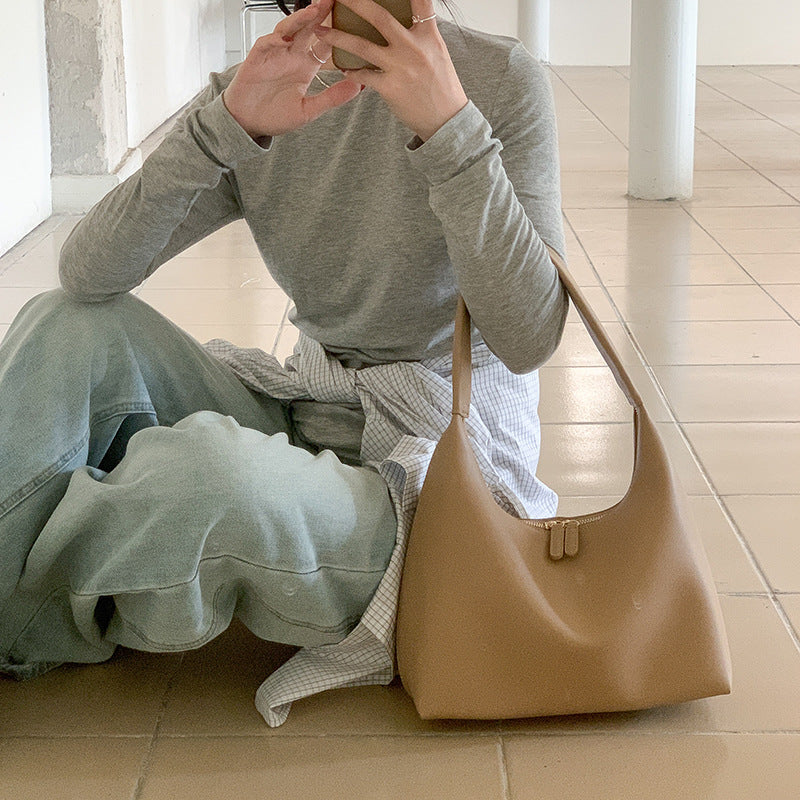 Women's Versatile Simple Large Capacity Underarm Soft Leather Women's Shoulder Bag