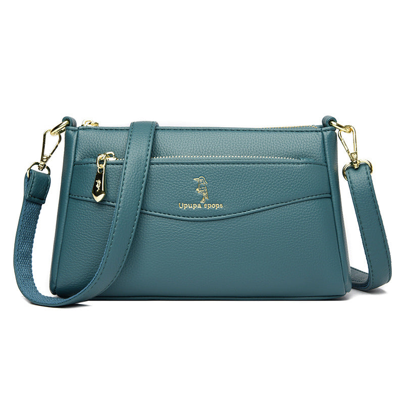 Women's Solid Color Soft Leather Mom Simple Women's Messenger Bag