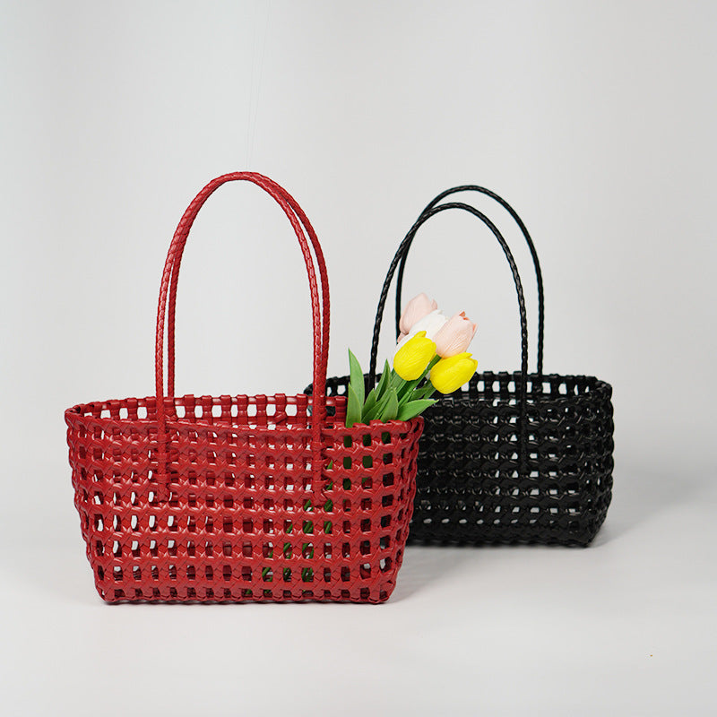 Niche Red Plastic Woven Hollow Out Commuter Hand Gift Underarm Women's Handbag
