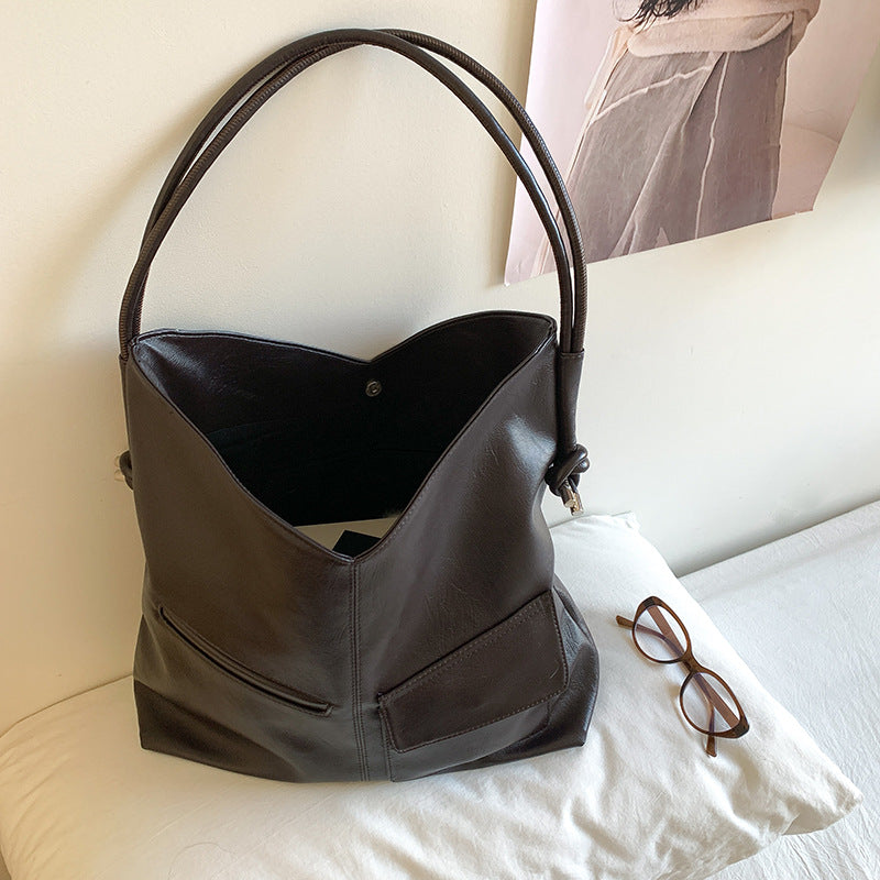 Women's Style Retro Relaxed Feeling Large Capacity Soft Tote Bags