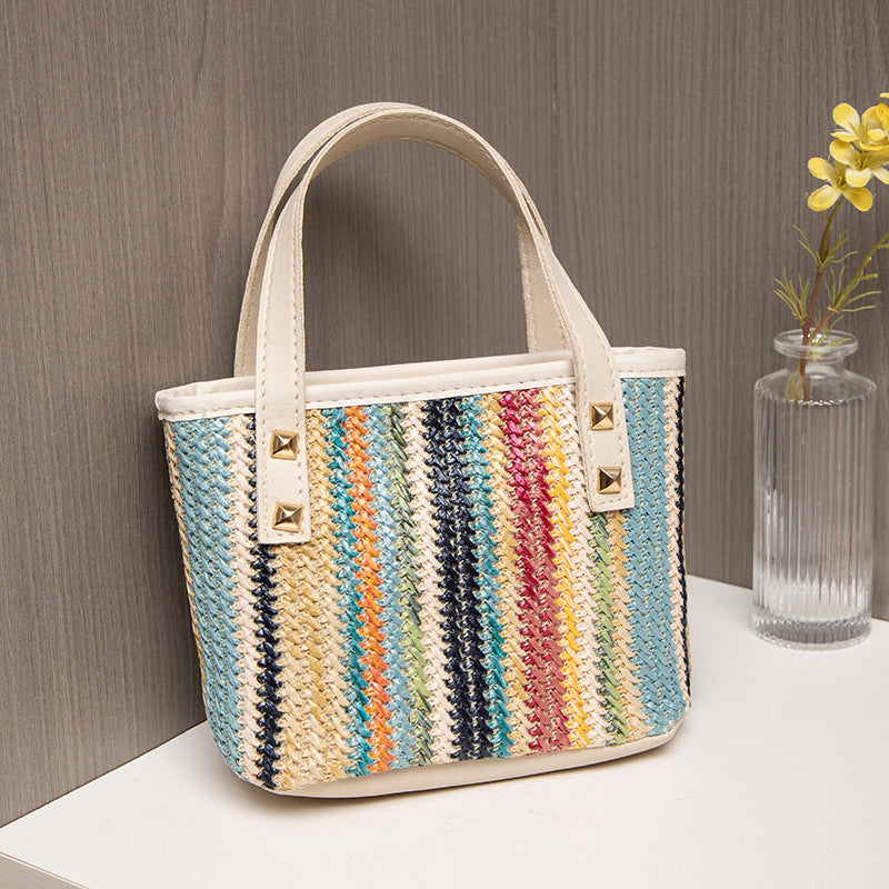 Women's Hand Fashion Woven Simple Vegetable Basket Bucket Bags