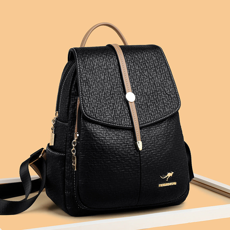 Women's Fashion Large Capacity Soft Leather Mother Backpacks